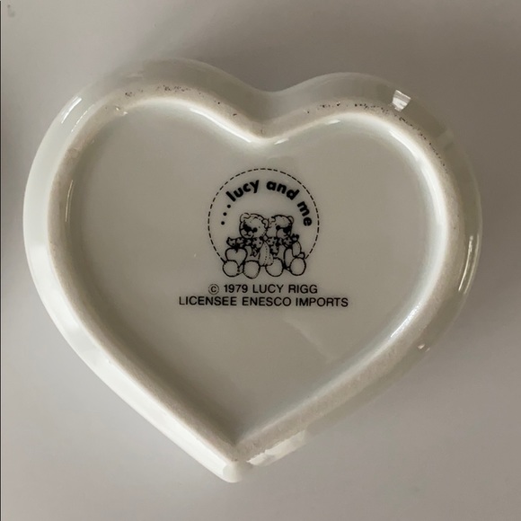 Vintage Lucy Rigg 1979 1980 Teddy Bear Heart Shaped Jewelry Box Valentine’s Day - Picture 7 of 10